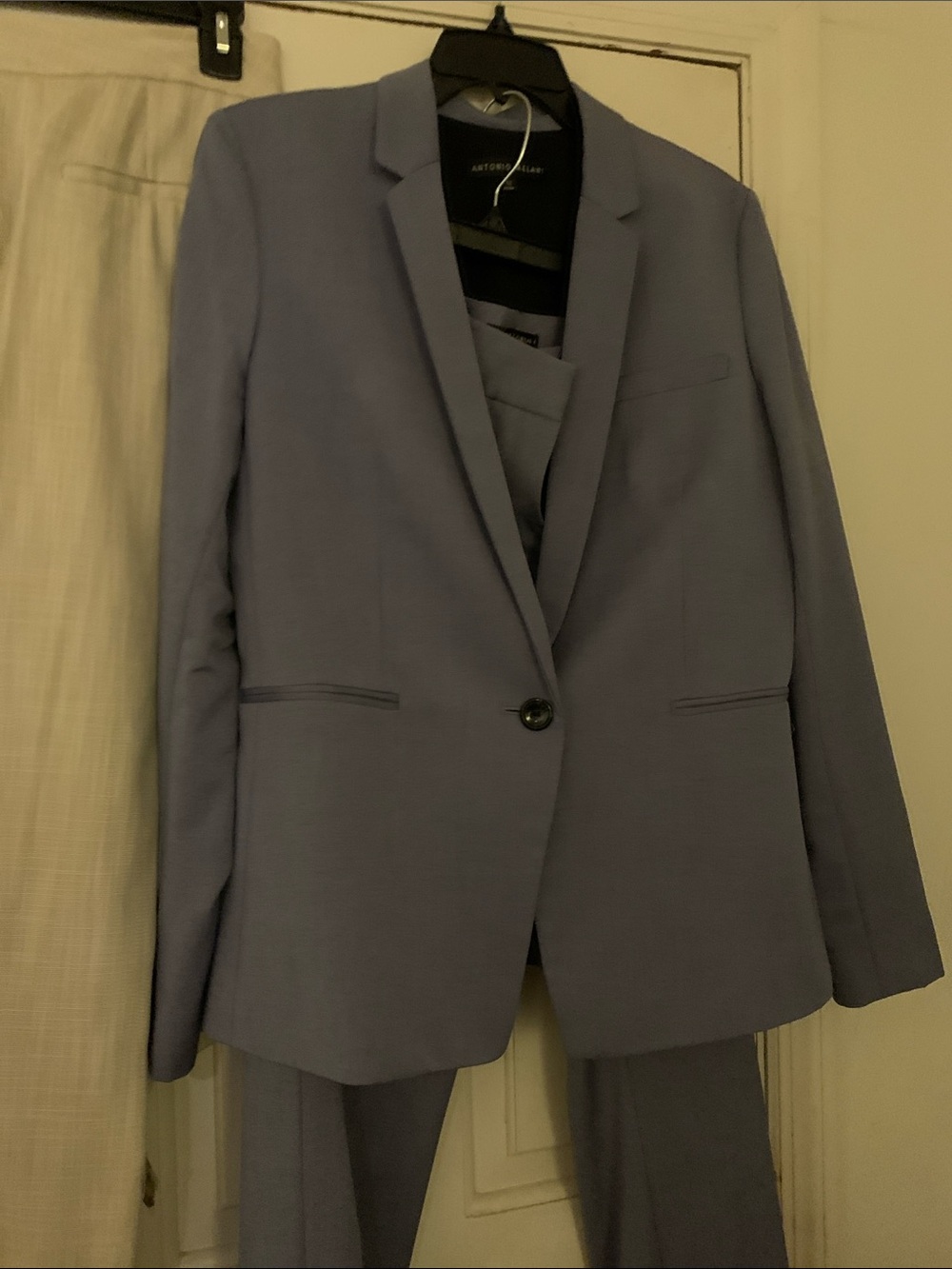 ANTONIO MELANI Beige Pinstripe & light blue Two-Piece Suit Set - Picture 5 of 5